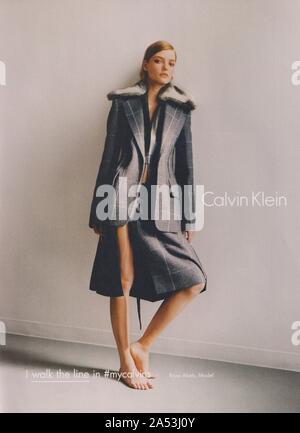 poster advertising Calvin Klein fashion house, paper magazine from 2016, CK advertisement, creative Calvin Klein 2010s advert Stock Photo