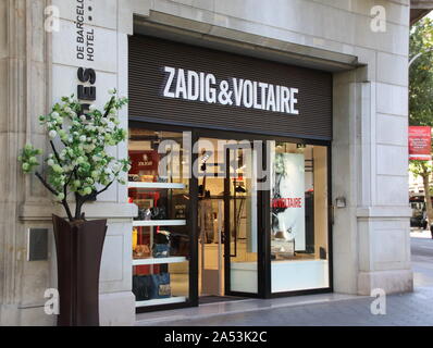 Barcelona, Spain. 3rd Oct, 2019. Zadig & Voltaire store seen in central Barcelona. Credit: Keith Mayhew/SOPA Images/ZUMA Wire/Alamy Live News Stock Photo