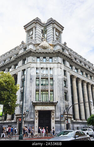 Banco Bilbao Vizcaya Argentaria (BBVA) headquarters in Bilbao Spain, the second-largest bank in Spain after Santander Stock Photo