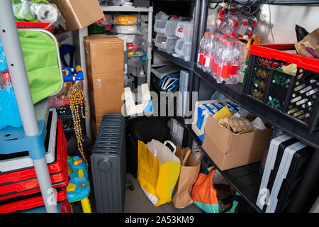 Cluttered Storage Room With Too Much Stuff Stock Photo