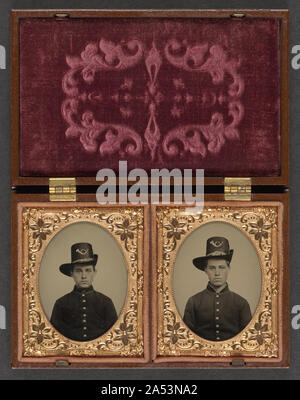 Two unidentified soldiers in Union uniforms with Model 1809 Prussian ...