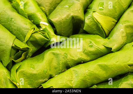 raw dolmas in a pan ready to be cooked Stock Photo