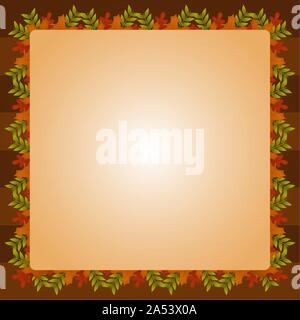 Autumn leaves frame over a colored background - Vector Stock Vector