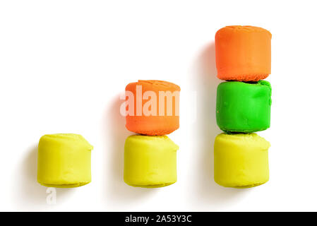 Bar chart made of colourful pieces modelling clay isolated on white background Stock Photo