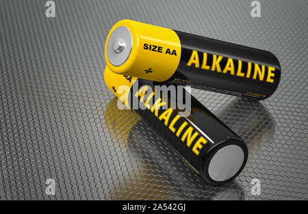 Generic Alkaline AA Battery - 3D rendering Stock Photo