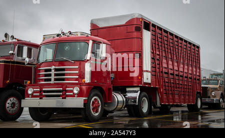 Freight truck industry. Dry Van and trailer Stock Photo