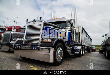 Freight truck industry. Dry Van and trailer Stock Photo