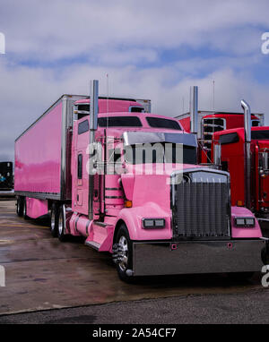 Freight truck industry. Dry Van and trailer Stock Photo