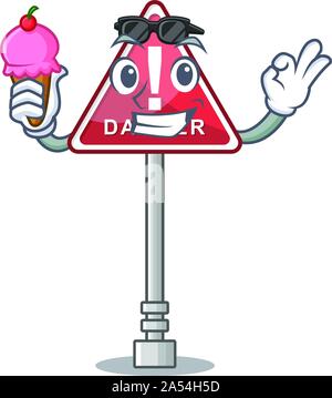 With ice cream danger cartoon isolated in the character Stock Vector