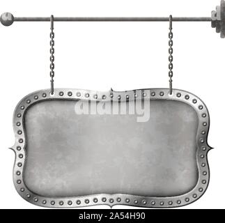 Light metal signboard on chains Stock Vector