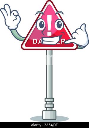 Call me miniature danger in shape of mascot Stock Vector