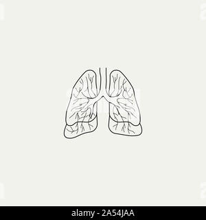 Outline (Line art) Lungs Cartoon Vector for Template Stock Photo