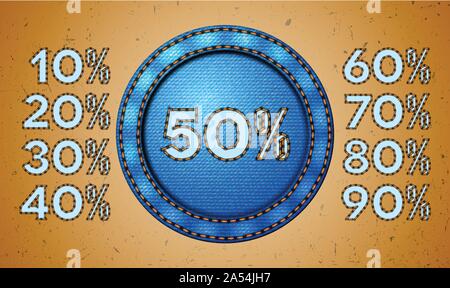 Jeans sale percent label Stock Vector