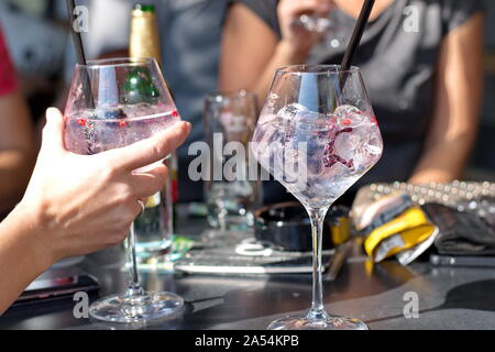 Closeup of cocktail in elegant glasses Stock Photo