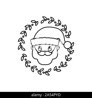 head of santa clous with wreath in white background vector illustration design Stock Vector