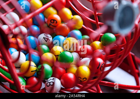 lottery games with different colored balls with numbers Stock Photo