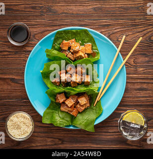 Japanese, vegan, crispy, sweet, sesame, sushi, sauce, 1 oz, egg, garlic, miso soup, peanut sauce Stock Photo