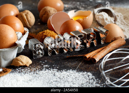 Ingredients and utensils for baking close up Stock Photo
