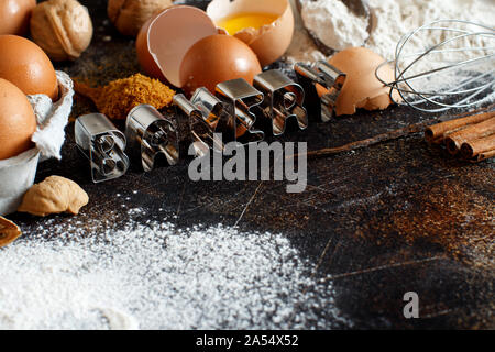 Ingredients and utensils for baking close up Stock Photo