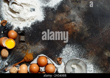 Ingredients and utensils for baking close up Stock Photo