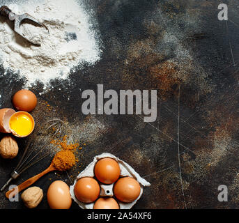 Ingredients and utensils for baking close up Stock Photo
