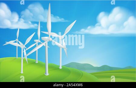 Wind Turbines Generating Energy Stock Vector