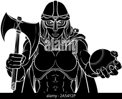 Viking Trojan Celtic Knight Baseball Warrior Woman Stock Vector