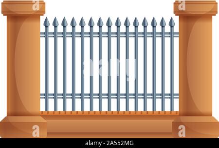 Fence metal gate icon. Cartoon of fence metal gate vector icon for web design isolated on white background Stock Vector