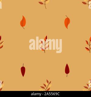 A seamless pattern with an interesting different colorful tree branch and leafs illustration Stock Vector