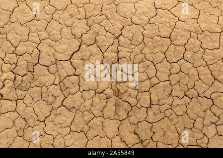Clay sandy earth parched and cracked Stock Photo