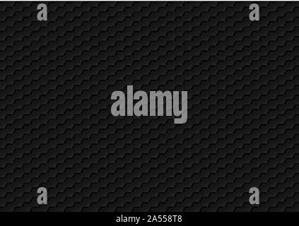 Abstract black hexagon pattern of futuristic texture with red light rays technology concept. 3D Rendering structure of hexagons carbon fiber with brig Stock Vector