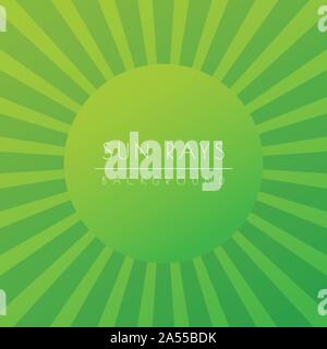 Sun or summer sunburst. Green shiny Ray Beam background. Stock vector illustration Stock Vector