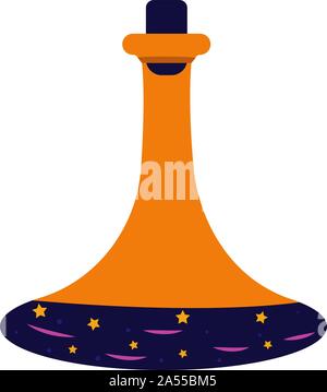 Magic potion in a bottle, witchcraft. Halloween. Game icon of magic elixir. Design for app user interface Stock Vector
