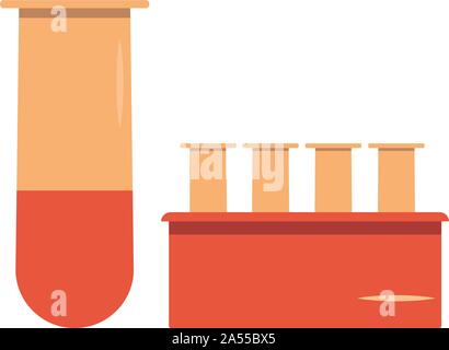 Set medical flasks for blood analysis and testing. Icon. Flat medical care illustration. Scientific research Stock Vector