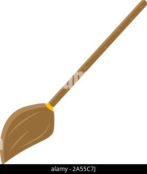 Witch Broom. Illustration of isolated cartoon on white background Stock Vector