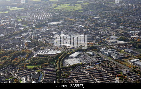 aerial view of Burnley town centre, Lancashire, UK Stock Photo