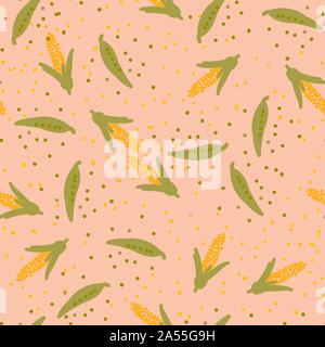 seamless vector pattern with sweet peas and corn Stock Vector
