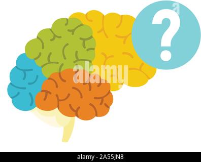 Human brain question icon. Flat illustration of human brain question vector icon for web design Stock Vector