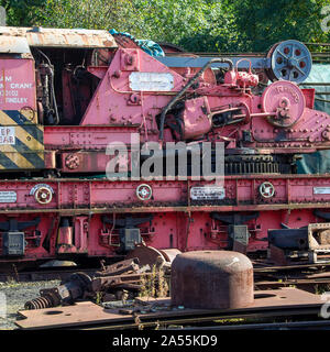 An Old Railway Steam Crane in a Siding at Grosmont Station on the NYMR North Yorkshire England United Kingdom UK Stock Photo