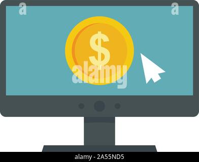 Web money monitor icon. Flat illustration of web money monitor vector icon for web design Stock Vector