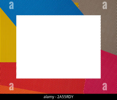 Colorful picture frame, corrugated paper cardboard and white blank space for text, square shape Stock Photo