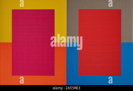 Colorful picture frames, corrugated paper cardboard, copy space, template Stock Photo