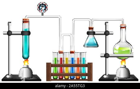 Science equipments on white background illustration Stock Vector