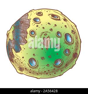 Designed Space Full Moon Planet Color Vector Stock Vector