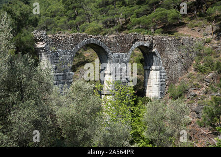 Part of a Roman Aqueduct near Karinis, Lesbos, Greecsecretse. Stock Photo