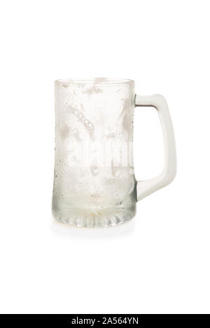 Empty Beer Mug With Foam Isolated on a White Background Stock Photo