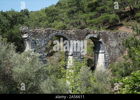 Part of a Roman Aqueduct near Karinis, Lesbos, Greecsecretse. Stock Photo