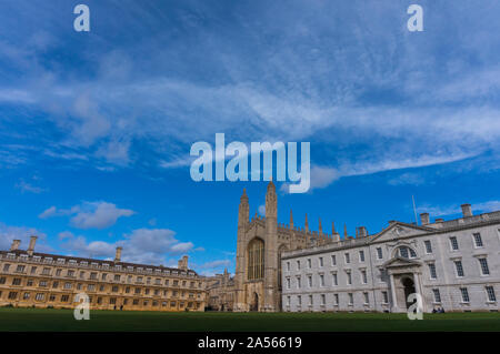 The fabulous King's College of the University of Cambridge. King's College and Clare College Stock Photo