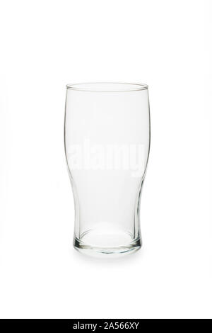 Empty pint glass isolated against white background. Stock Photo