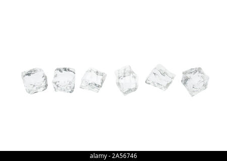 Set of six ice cubes isolated against white. Stock Photo